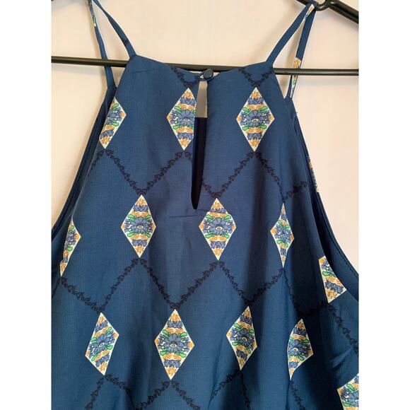 Monteau Los Angeles Women's Large Halter Blue Sun Dress Spring Wardrobe - Picture 3 of 8